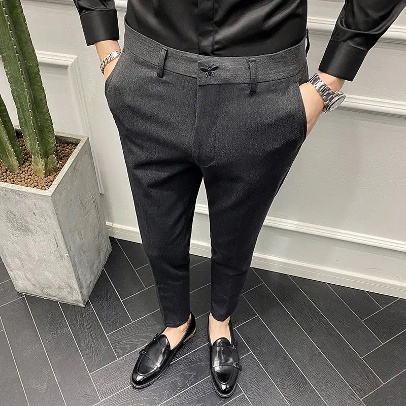 Pantalones Casuales Ajustados de Color Puro de Inglaterra