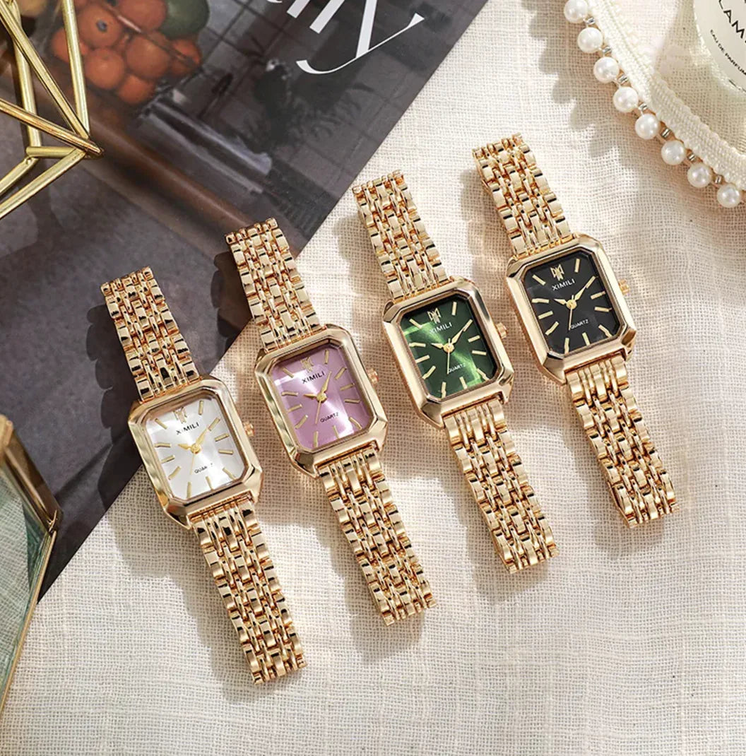 Reloj de Mujer con Correa de Acero Cuadrado