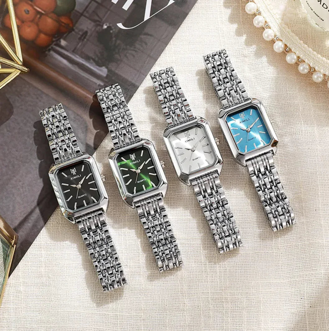 Reloj de Mujer con Correa de Acero Cuadrado