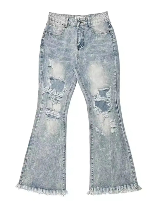 Jeans Azules Slim Fit Desgastados de Verano
