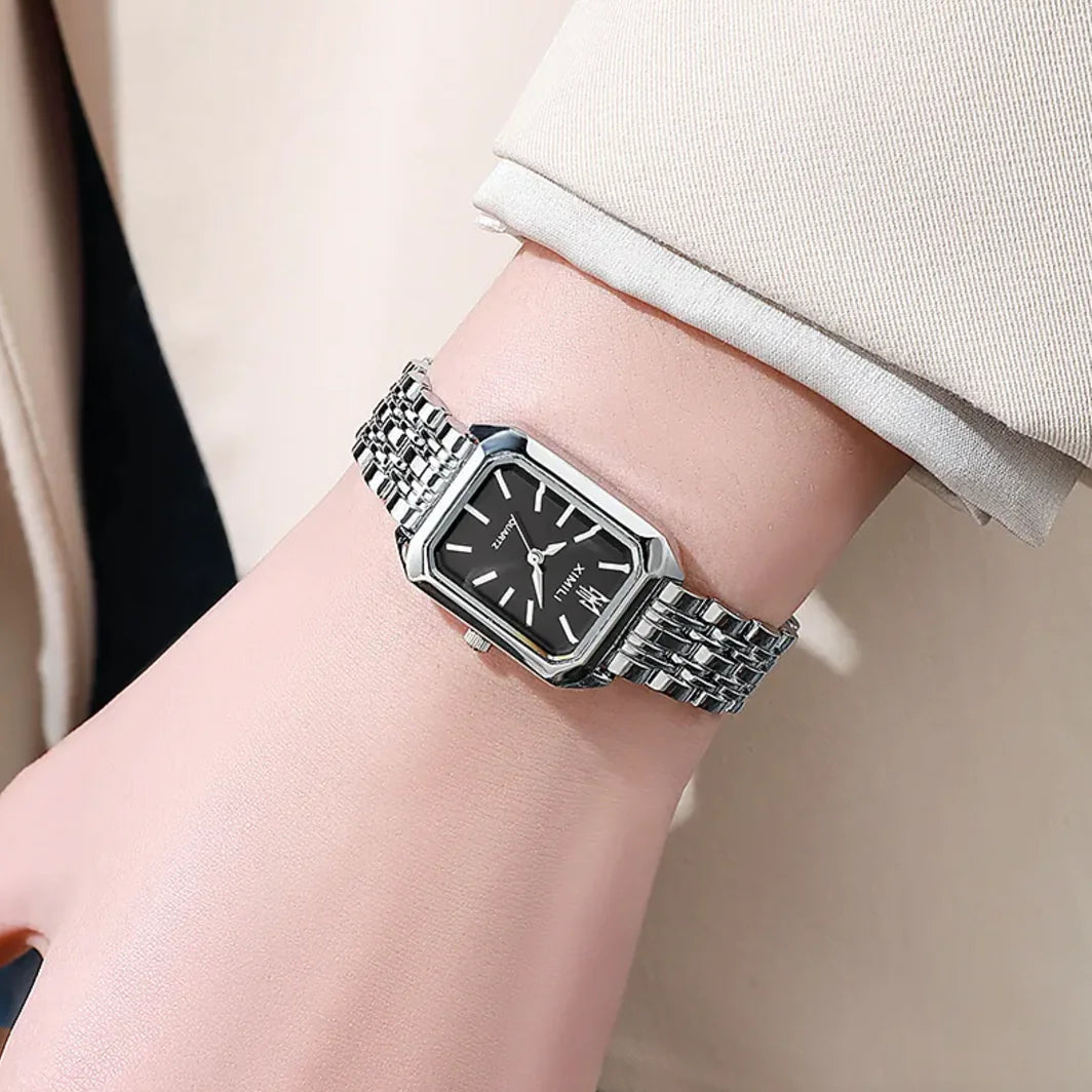 Reloj de Mujer con Correa de Acero Cuadrado