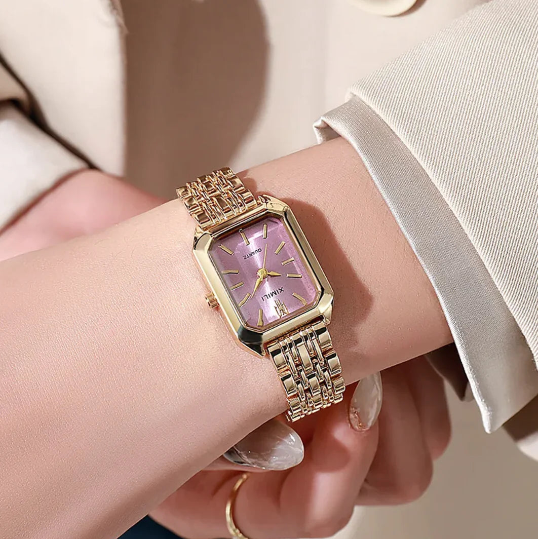 Reloj de Mujer con Correa de Acero Cuadrado