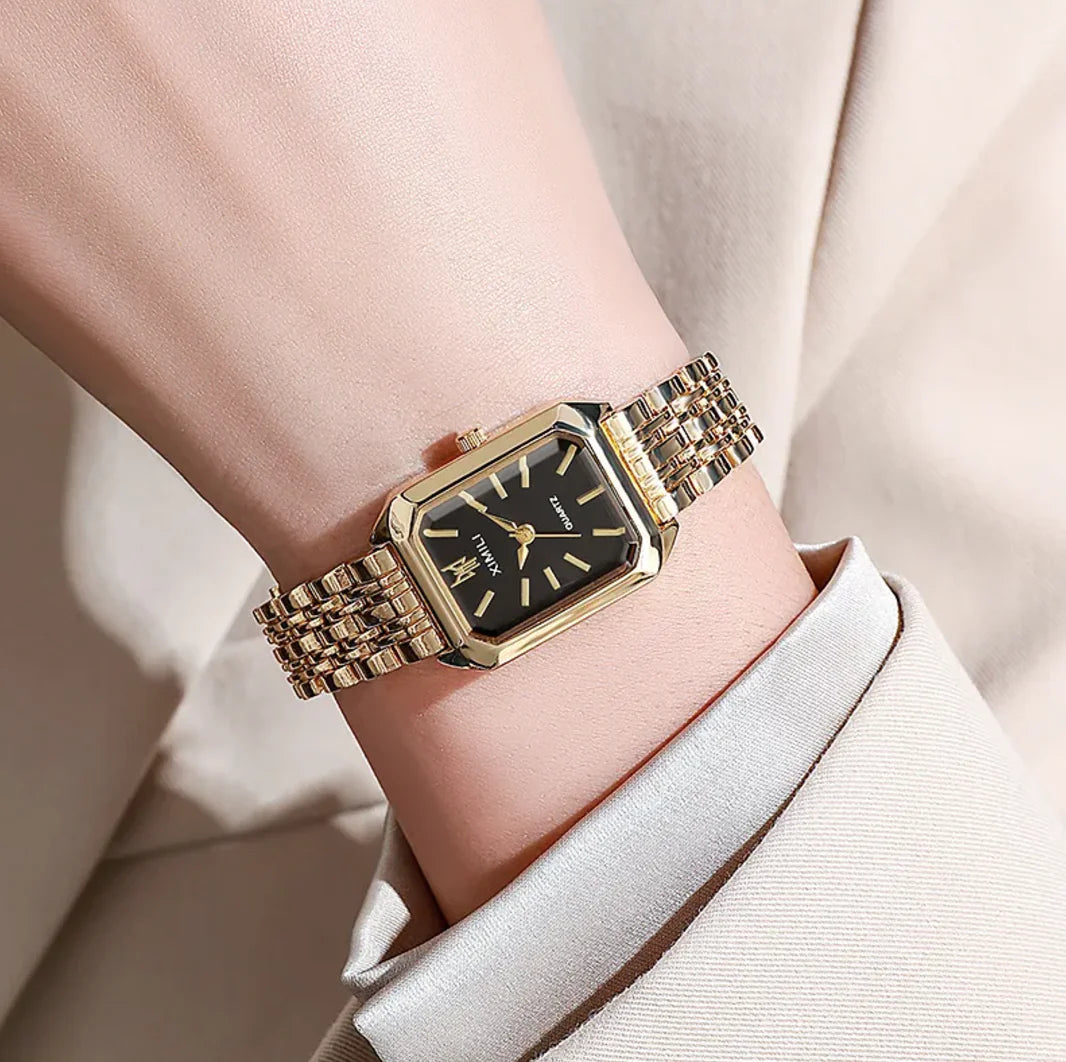 Reloj de Mujer con Correa de Acero Cuadrado