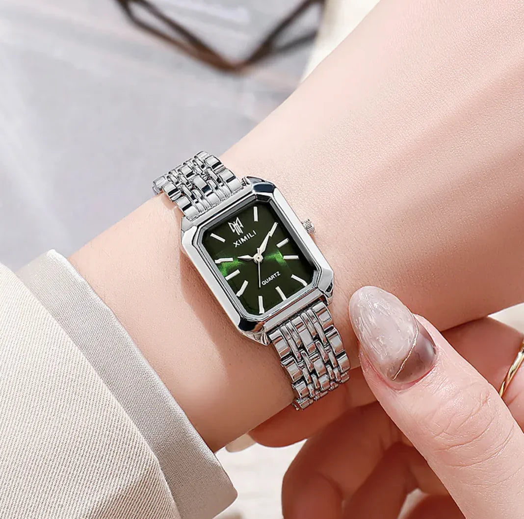 Reloj de Mujer con Correa de Acero Cuadrado